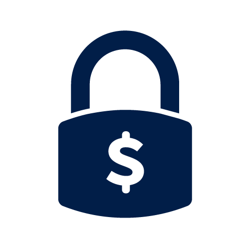 Surety Bonds Pad Lock with Dollar sign